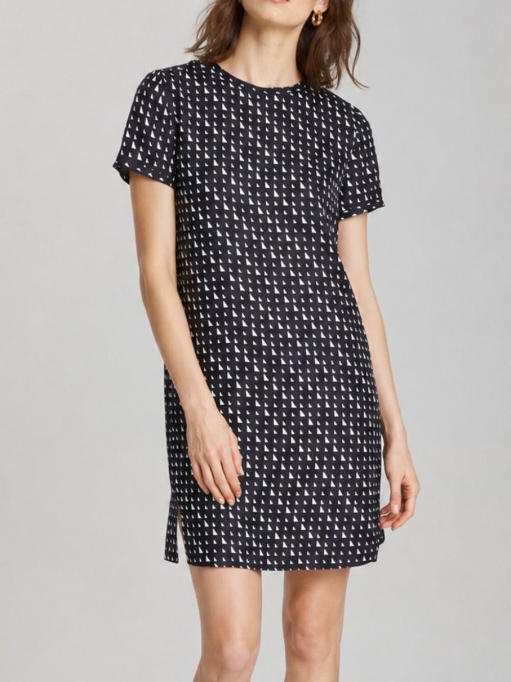 NWT Theory Silk T-shirt Geometric Dress, Large
